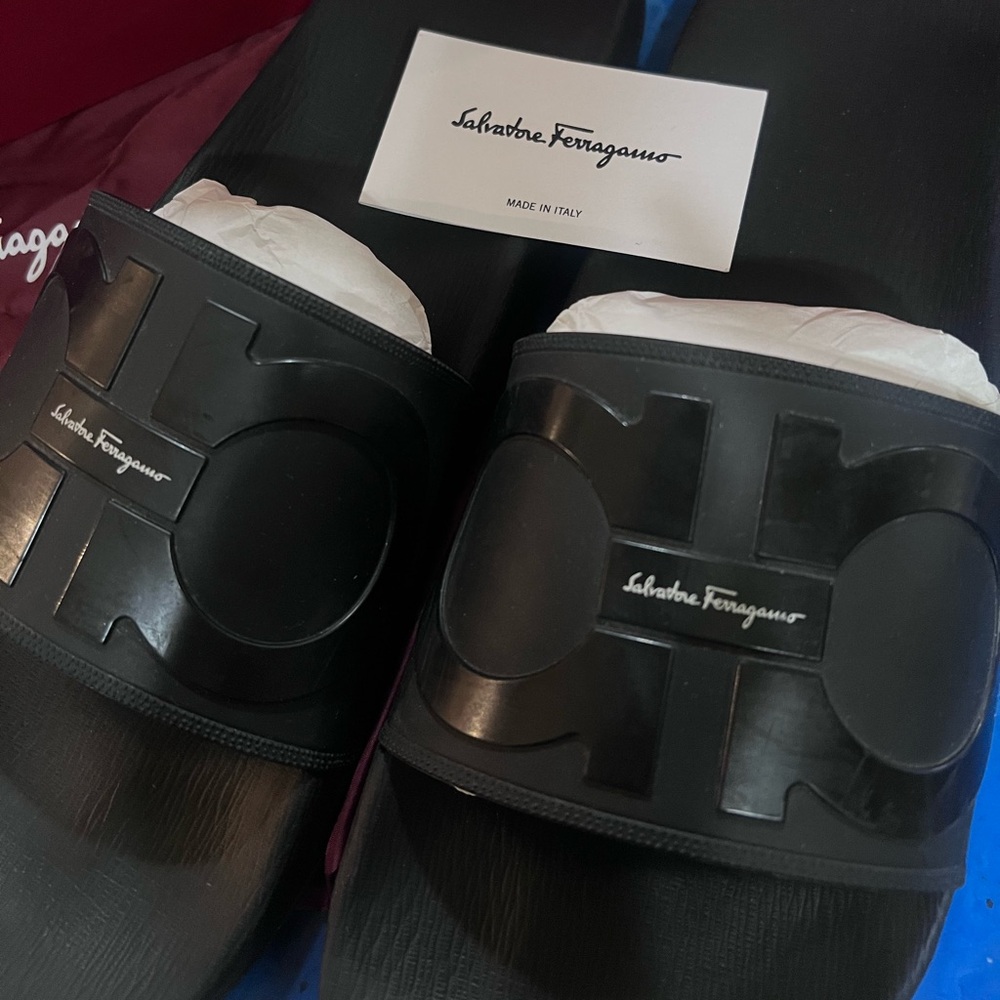 Salvatore Ferragamo Black Slides